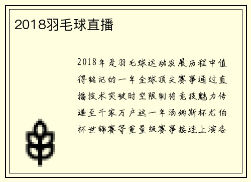 2018羽毛球直播