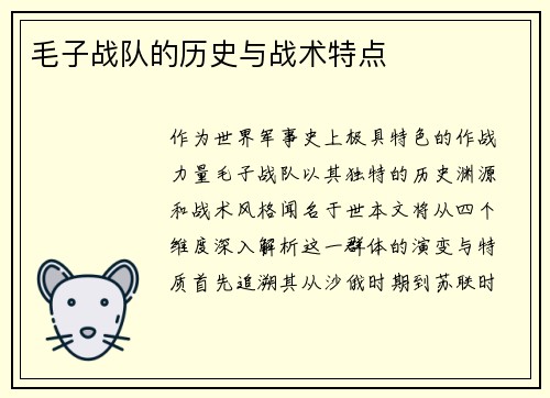 毛子战队的历史与战术特点