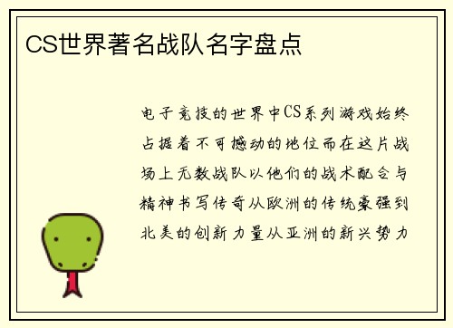 CS世界著名战队名字盘点